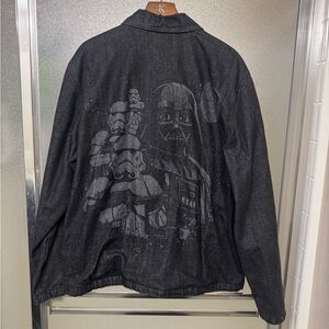 Black Graphic Denim Jacket Star Wars men’s large runs big